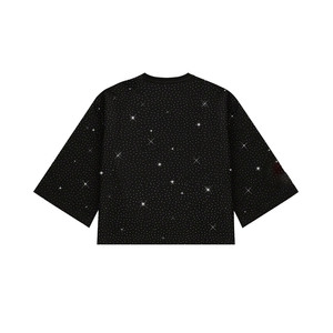 T-shirt Homme à Épaules Tombantes en Strass de Cristal OEM ODM de Haute Qualité, Coupe Décontractée, Tissu Lourd 220 GSM, Fabricant de T-shirts Streetwear - Product Image 3
