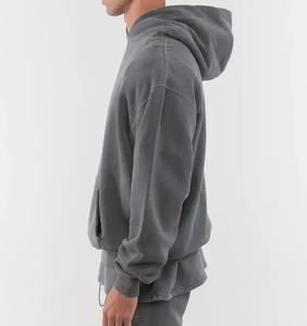 Sweat à capuche pour homme, coupe classique, 100% coton, imperméable, écologique, molleton lourd 360g, avec poche à épaule tombante - Product Image 3