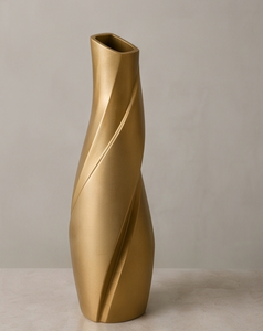 Vase à fleurs en métal doré de style nordique minimaliste, surface spirale sculptée artisanale, pièce maîtresse pour la décoration intérieure moderne, fournisseur - Product Image 3