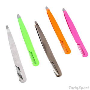 Pinzas de Depilar Profesionales de Doble Punta 2 en 1, Antiestáticas, Reutilizables, de Acero Inoxidable, con Punta Inclinada y Peine para Depilación y Recorte - Product Image 6