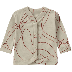 Cardigan en coton neutre pour bébé avec imprimé lignes rouges, pull doux à manches longues et boutons sur le devant pour nouveau-né, nourrisson et tout-petit - Product Image 1