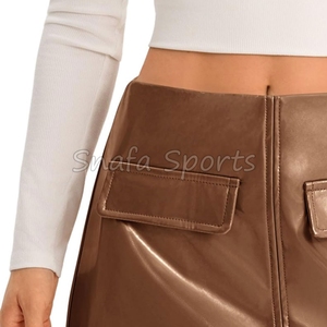 Jupes tendance en cuir PU pour femmes, nouvelle collection 2023, décontractées, respirantes et à la mode |   Meilleures jupes en cuir pour femmes, personnalisées - Product Image 5