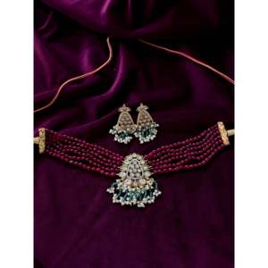 Collier ras du cou fin en argent 92,5 Kundan de Sangeetha Jewellers - Product Image 1