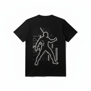T-shirt à manches courtes noir pour homme avec motif en strass, col rond, coupe classique, tissu jersey décontracté, 100% coton - Product Image 4