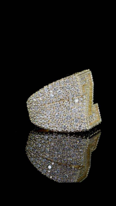 Luxury <b>Iced</b> Out Geometric Statement <b>Ring</b> Micro Pave Baguette CZ Diamond Hip Hop Bling Jewelry Unisex - Product Image 4