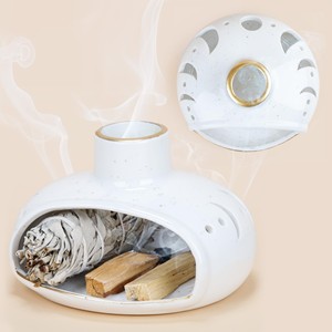Brûleur d'encens artisanal en bois d'acacia - Finition rustique vieillie - Vente en gros - Product Image 4
