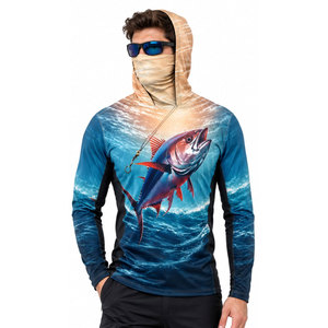 Maillot de bateau à manches longues et à capuche, designs personnalisés de qualité supérieure, approuvé UPF, et chemise pour tournoi de pêche - Product Image 2