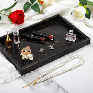 Luxury Black Marble <b>Vanity</b> Tray Decorative Serving Tray Modern Marble Organizer for Bathroom Coffee <b>Table</b> Kitchen Counter Home D - Product Image 3