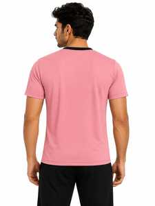 Men's Diagonal Stripe Sports T-Shirt Quick Dry <b>Athletic</b> Crew Neck Short Sleeve Pink Black Striped Gym Running Tee Custom Design - Product Image 2
