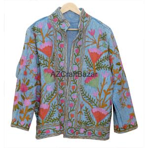 Chaqueta Bomber de Punto de Algodón con Cuello en V, Diseño Floral Vintage, Bordado Suzani TNT, Transpirable, de Secado Rápido, Ecológica, para Invierno y Varias Estaciones - Product Image 6