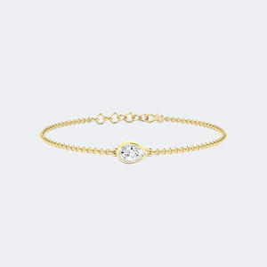 Bracelet à maillons en or 14K jaune, blanc et rose, avec diamant de laboratoire taille poire serti clos, 0,70 carats au total, brillant DEF, forme goutte d'eau - Product Image 6