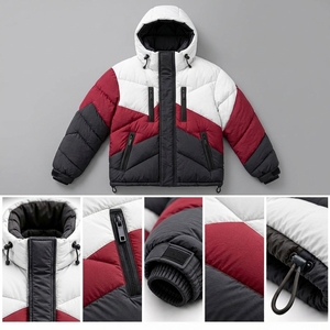 Veste matelassée à capuche unisexe, manteau d'hiver chaud, fermeture éclair, streetwear d'extérieur, vêtements personnalisés à marque privée, OEM ODM - Product Image 2