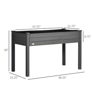 Fioriera Rialzata in Legno Design Classico 48 Pollici Grigio Scuro, Vaso da Giardino Rialzato 48 Pollici con Fori di Drenaggio per Verdure, Erbe e Fiori - Product Image 3