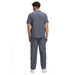 Ensemble de blouses et chemises d'hôpital gris pour hommes en coton et polyester tissé, détection d'aiguilles, articles en stock - Product Image 2