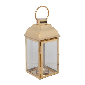 Farol Decorativo de Metal y Vidrio para el Hogar, Acabado Dorado, para Decoración de Mesa en Bodas y Navidad, Farol Colgante - Product Image 1