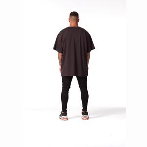 Camiseta Negra Oversize de Algodón 100% Grueso de 230g con Cuello Alto y Hombros Caídos para Hombre y Mujer, Tallas Grandes, Casual, Personalizable - Product Image 6