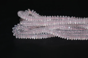 Perles rondelles à facettes en quartz rose naturel coupe allemande avec facettes élégantes - Product Image 2