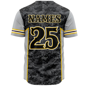 Camiseta de béisbol personalizada para hombre, camuflaje digital gris, uniforme transpirable para equipo de softbol, camisa deportiva atlética con botones para entrenamiento - Product Image 3