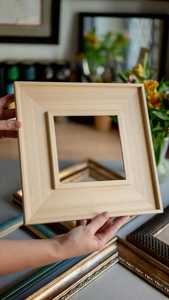 Modern Minimalist Unfinished Natural Wood Photo <b>Frame</b> Deep Beveled <b>Square</b> <b>Picture</b> <b>Frame</b> Tabletop Wall Display Wholesale - Product Image 2