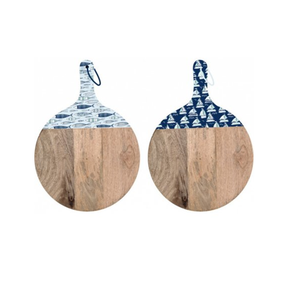 Solid Handmade Acacia Wood Chopping Block Kitchen With Floral Printed Best Quality & Top Price - Product Image 2