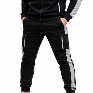 Ensemble de survêtement pour homme avec fermeture éclair intégrale, sweat à capuche et pantalon de jogging, vêtements de sport avec poche contrastante, cordon de serrage personnalisé, confortable - Product Image 4