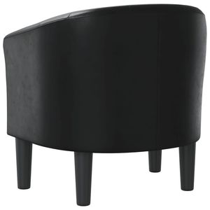 Sillón Individual Redondo Resistente en Cuero Sintético Negro para Sala de Estar, Cómodo y Elegante - Product Image 5