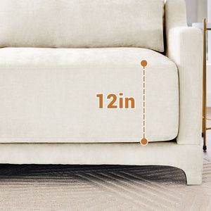 Divano in Tessuto Chenille di Alta Qualità a Quattro Posti con Pouf Mobile, Base in Legno Facile da Installare, Ergonomico e Resistente per Soggiorno - Product Image 6