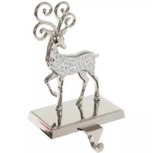 Soporte para calcetines de Navidad de metal plateado, colgador para chimenea, elegante diseño de árbol de pino doble, decoración para el hogar - Product Image 3