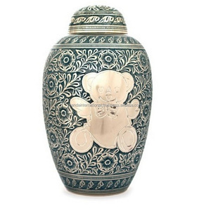 Urnes funéraires pour adultes en laiton de haute qualité avec un beau design et des urnes funéraires en métal fini bleu et multicolore - Product Image 2