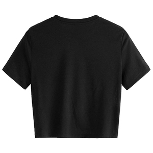 เสื้อยืดครอปท็อปคอกลมผ้าถักผสมโพลีเอสเตอร์/คอตตอนสำหรับผู้หญิง ป้องกันการหดตัว น้ำหนัก 240 กรัม ดีไซน์คุณภาพสูง ผลิตโดย HS 2026 - Product Image 6