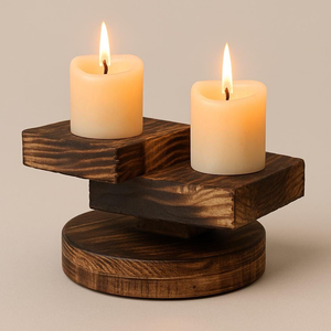 Bol à bougie en bois de style vintage pour la maison et les restaurants, porte-bougie en bois fait main par HF CRAFTS - Product Image 6