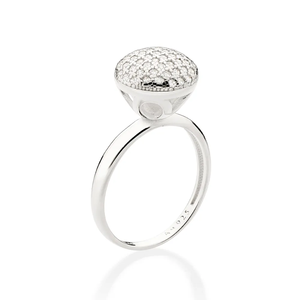 Women's 925 Sterling Silver Plated Cocktail <b>Ring</b> With Micro Pave Diamond Ball Top Glam Engagement <b>Ring</b> - Product Image 1