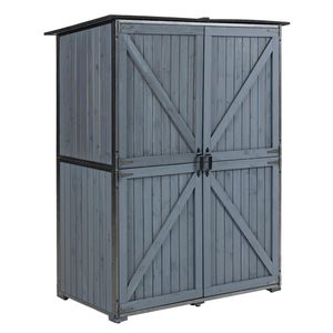 Armoire de rangement extérieure 55.1 "L X 29.1" W X 68.9 "H, abri à outils avec structure en métal pour jardin et patio arrière - Product Image 1