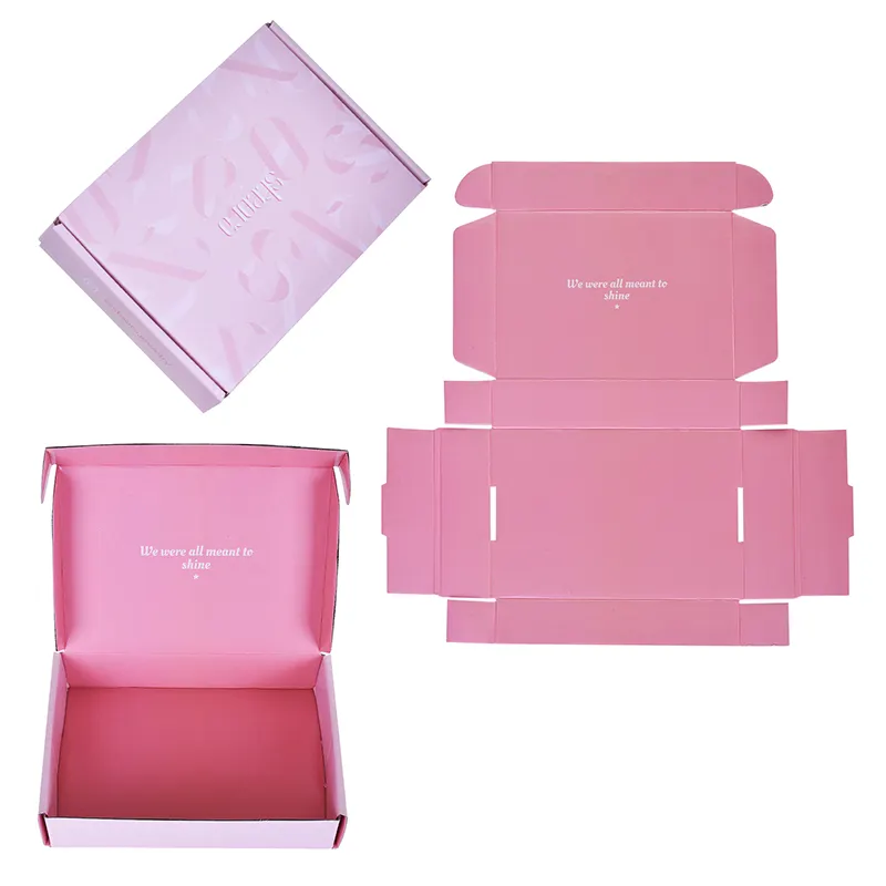Benutzer definierte Logo Pink Versand kartons für Geschenk verpackungen für kleine und mittlere Unternehmen Wellpappe schachteln