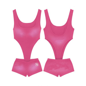 Traje de baño de una pieza con estampado de piña en poliéster y spandex premium, con paneles estilo princesa y logotipo personalizado por sublimación para mujer. - Product Image 6