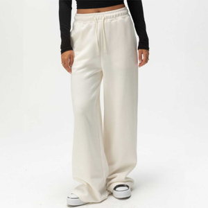 New arrived 2025 100% Cotton Women's Sweatpants Custom Screen Printed Logo heavyweight solid <b>colour</b> custom flared ladies trouser - Product Image 1