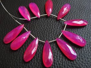 Nouveauté fait à la main 30X10MM rubilite calcédoine rose vif larme perles de pierre à facettes bijoux boucles d'oreilles Bracelet pierres précieuses en vrac - Product Image 2