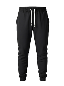 Men's Black Casual 3PCS Hoodies Jogger Shorts Set Crew Neck Solid Color Knitted Breathable Quick Dry High Quality Autumn Wear - Product Image 5