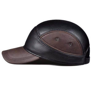 High Quality Genuine Leather Baseball <b>Cap</b> Men Solid Outdoor Casual Snapback <b>Caps</b> British <b>Vintage</b> Cowhide Leather Hat - Product Image 3
