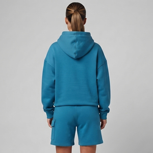 Conjunto de Sudadera con Hombros Caídos y Pantalones Cortos de Felpa de Algodón Pesado de 500 g/m² para Mujer - Product Image 3