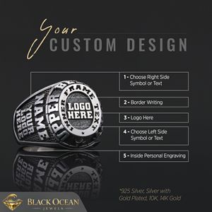 Anillo de Graduación Universitario BOJ MCollege Ring 010 Personalizado en Plata con Diamantes, Unisex, Certificado por GIA, Micro, Bajo Precio - Product Image 5