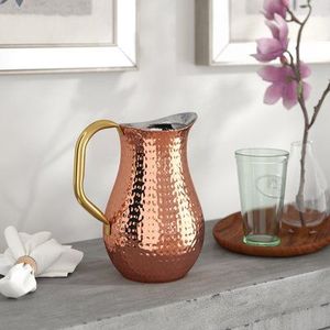 Clear Water Copper Pitcher With Handle <b>Large</b> Capacity Home Drinkware - Product Image 2