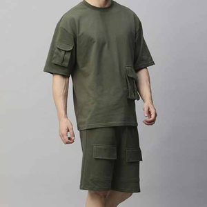 Wholesale Summer New Men Casual Short Shirt <b>Sets</b> Digital Printed Crew Neck Letter Pattern Breathable Polyester/Cotton High <b>Sets</b> - Product Image 3