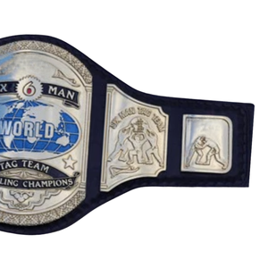 Cinturón de Campeonato de Lucha Libre Personalizado para Equipos de Seis Personas, Diseño Premium con Detalles en Azul y Plateado - Product Image 4