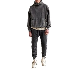 เสื้อฮู้ดดี้วินเทจแบบย้อมสีเอซิด ทรงโอเวอร์ไซส์ หนักพิเศษ ไม่มีลาย - Product Image 3