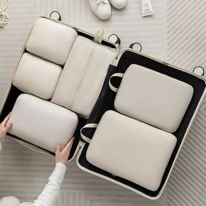 6Pcs Packing Cubes Set Waterproof Memory Fabric Luggage Organizers | Lightweight Multifunctional Travel <b>Storage</b> Bags - Product Image 1
