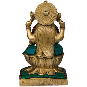 Escultura hecha a mano de la diosa Lakshmi de 7 pulgadas en latón hecha en India para regalar - Product Image 4