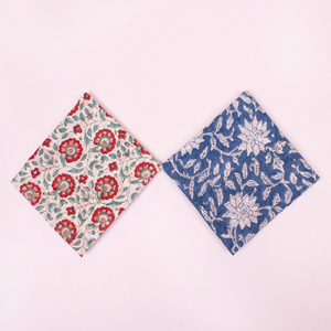 Vintage Block Printed Bandana Cotton <b>Square</b> <b>Scarf</b> Floral Hand Drawn Ethnic Style Durable Spring Autumn Casual Wear - Product Image 2