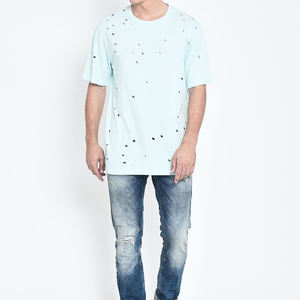 เสื้อยืดผู้ชายคุณภาพสูง ผ้าฝ้าย 100% สไตล์วินเทจ ลอกลายโลโก้แบบดิสเทรส ทรงโอเวอร์ไซส์ ฟอกสีแบบแอซิดวอช - Product Image 5