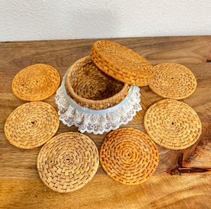 Sous-verres réutilisables en rotin pour thé et café, articles artisanaux de qualité supérieure à prix de gros - Product Image 1